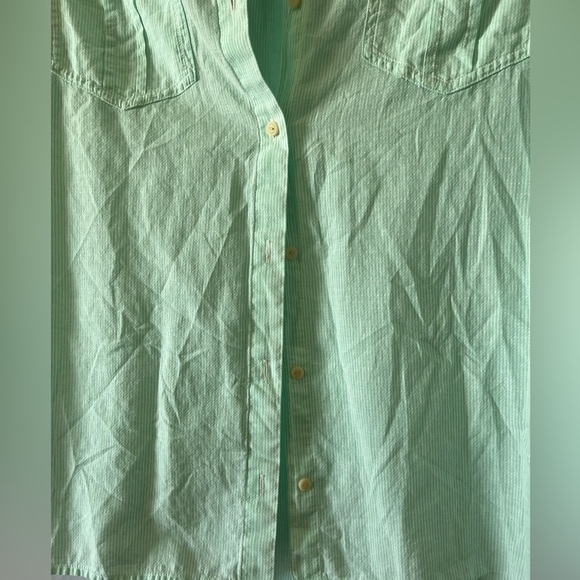 Patagonia Women’s Mint Green Long Sleeve Stripped Button Down Shirt Size Medium - Picture 4 of 7